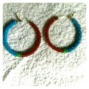 Caribbean Themed Women's Hoop Earrings NWOT